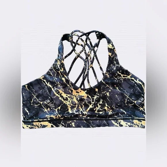 Constantly Varied Gear CVG Butterfly Back Sports Bra Black w/ Gold Marble XL - Picture 1 of 7